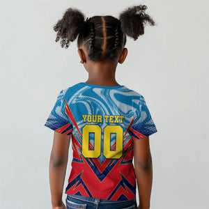 Personalized DR Congo Football Leopard Victory Kid T shirt Congolese Soccer Comic Style