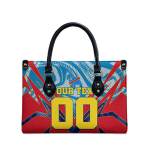 Personalized DR Congo Football Leopard Victory Leather Bag Congolese Soccer Comic Style