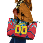Personalized DR Congo Football Leopard Victory Leather Tote Bag Congolese Soccer Comic Style