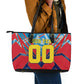 Personalized DR Congo Football Leopard Victory Leather Tote Bag Congolese Soccer Comic Style