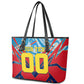 Personalized DR Congo Football Leopard Victory Leather Tote Bag Congolese Soccer Comic Style