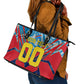 Personalized DR Congo Football Leopard Victory Leather Tote Bag Congolese Soccer Comic Style