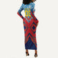 Personalized DR Congo Football Leopard Victory Long Sleeve Bodycon Dress Congolese Soccer Comic Style