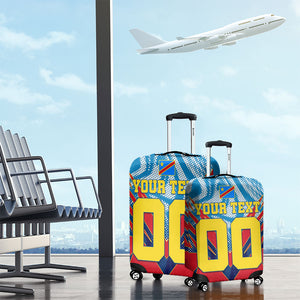 Personalized DR Congo Football Leopard Victory Luggage Cover Congolese Soccer Comic Style