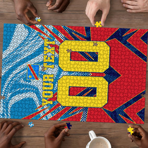 Personalized DR Congo Football Leopard Victory Puzzle Congolese Soccer Comic Style