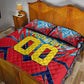 Personalized DR Congo Football Leopard Victory Quilt Bed Set Congolese Soccer Comic Style