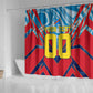 Personalized DR Congo Football Leopard Victory Shower Curtain Congolese Soccer Comic Style