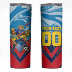 Personalized DR Congo Football Leopard Victory Skinny Tumbler Congolese Soccer Comic Style