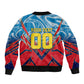 Personalized DR Congo Football Leopard Victory Sleeve Zip Bomber Jacket Congolese Soccer Comic Style