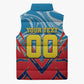 Personalized DR Congo Football Leopard Victory Sleeveless Puffer Jacket Congolese Soccer Comic Style