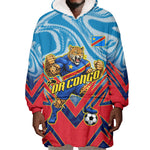 Personalized DR Congo Football Leopard Victory Wearable Blanket Hoodie Congolese Soccer Comic Style