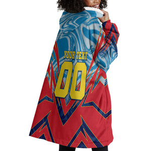 Personalized DR Congo Football Leopard Victory Wearable Blanket Hoodie Congolese Soccer Comic Style