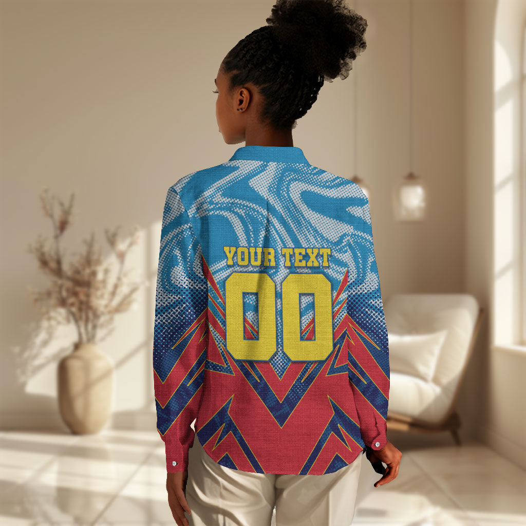 Personalized DR Congo Football Leopard Victory Women Casual Shirt Congolese Soccer Comic Style