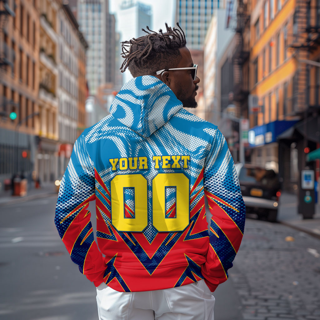 Personalized DR Congo Football Leopard Victory Zip Hoodie Congolese Soccer Comic Style