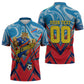 Personalized DR Congo Football Leopard Victory Zipper Polo Shirt Congolese Soccer Comic Style