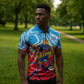 Personalized DR Congo Football Leopard Victory Zipper Polo Shirt Congolese Soccer Comic Style