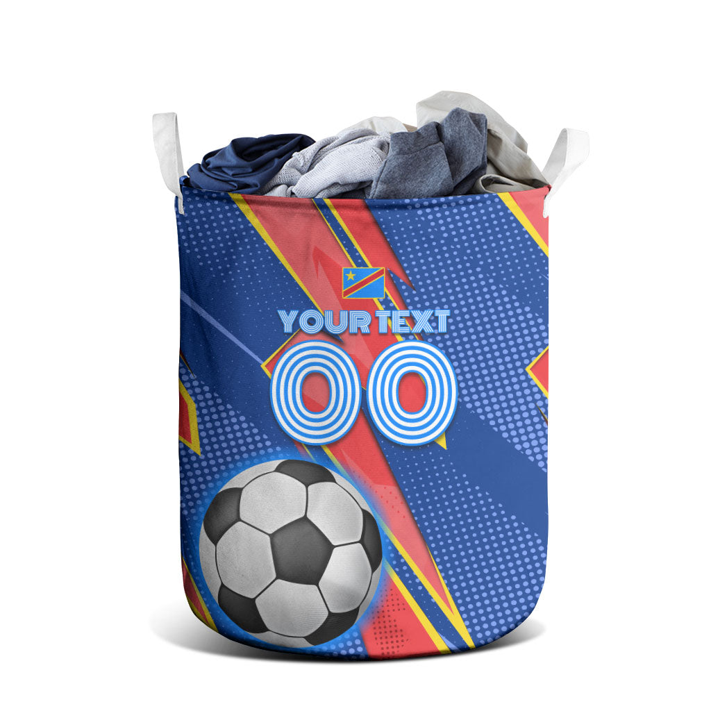 Personalized DR Congo Football Leopard GOAL Laundry Basket Congolese Football Champion - Dynamic Halftone Soccer Style