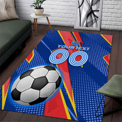 Personalized DR Congo Football Leopard GOAL Area Rug Congolese Football Champion - Dynamic Halftone Soccer Style