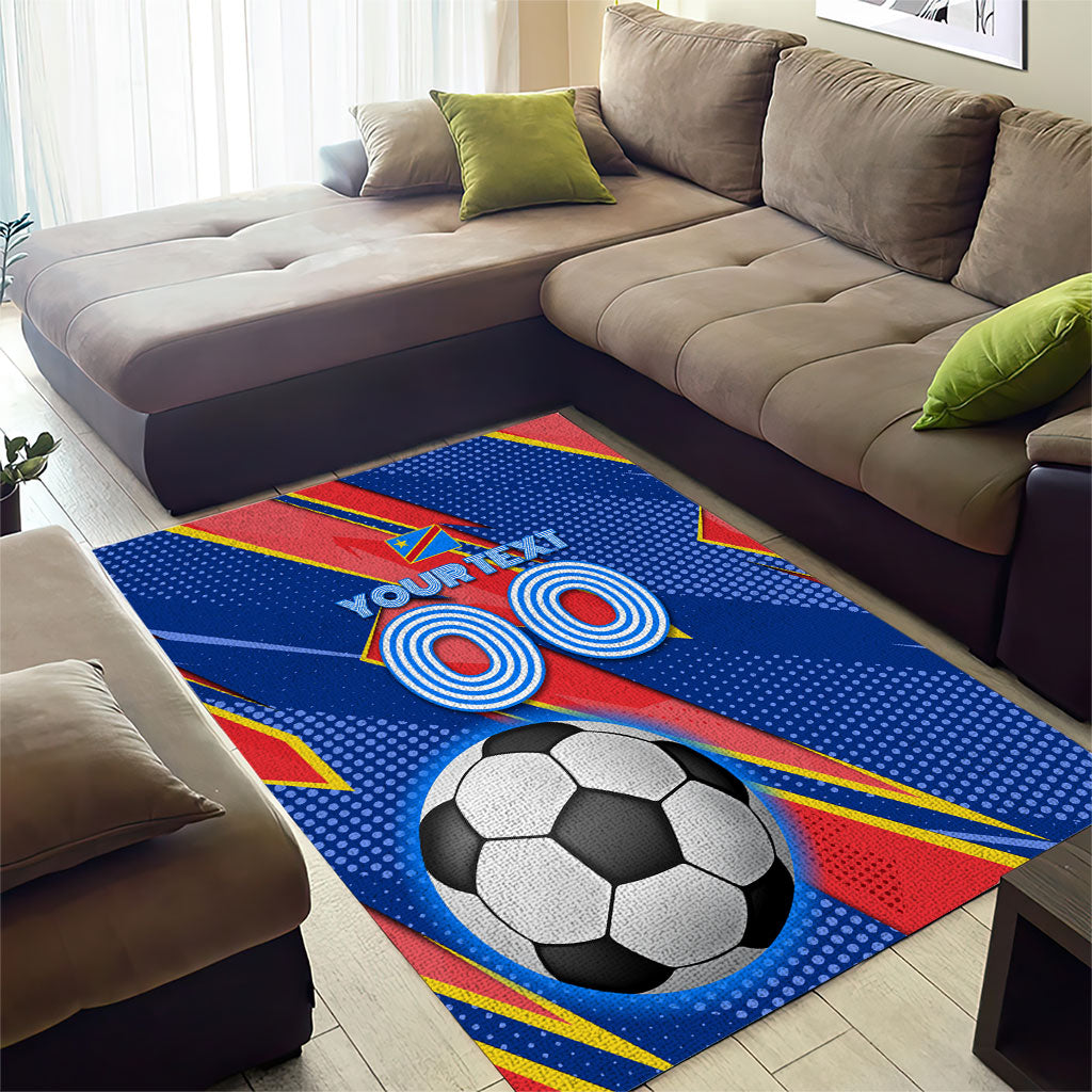 Personalized DR Congo Football Leopard GOAL Area Rug Congolese Football Champion - Dynamic Halftone Soccer Style