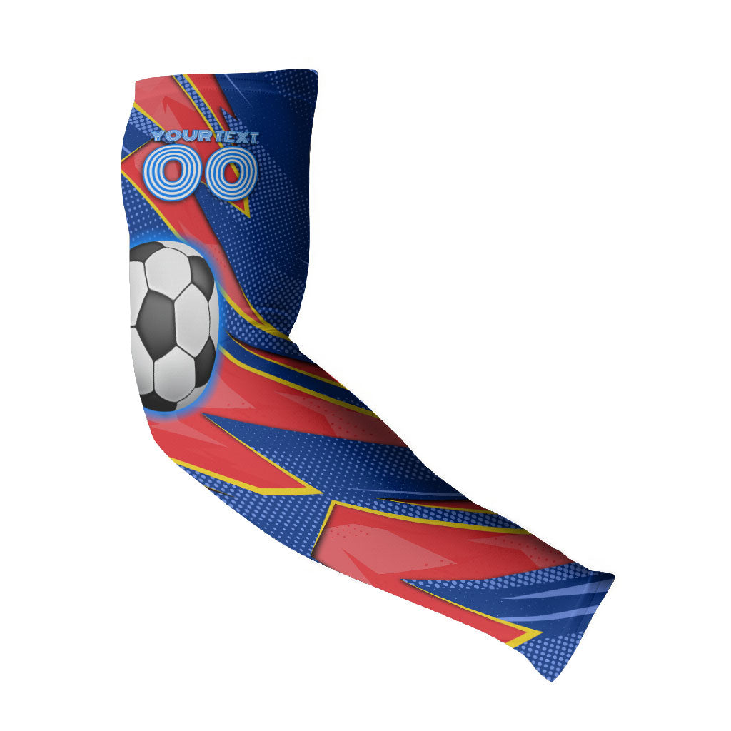 Personalized DR Congo Football Leopard GOAL Arm Sleeves Congolese Football Champion - Dynamic Halftone Soccer Style