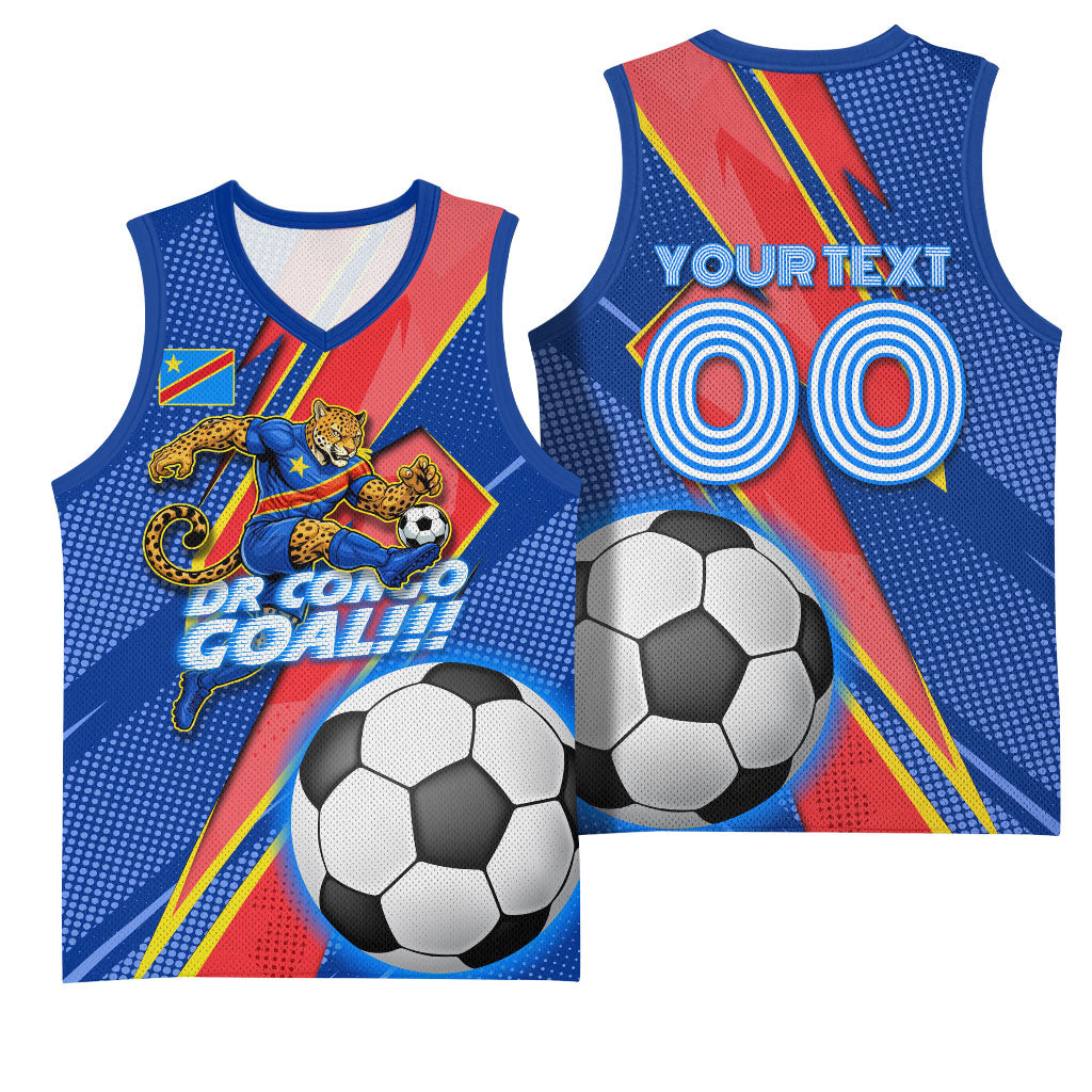 Personalized DR Congo Football Leopard GOAL Basketball Jersey Congolese Football Champion - Dynamic Halftone Soccer Style