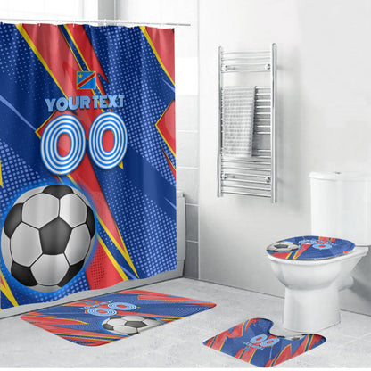 Personalized DR Congo Football Leopard GOAL Bathroom Set Congolese Football Champion - Dynamic Halftone Soccer Style