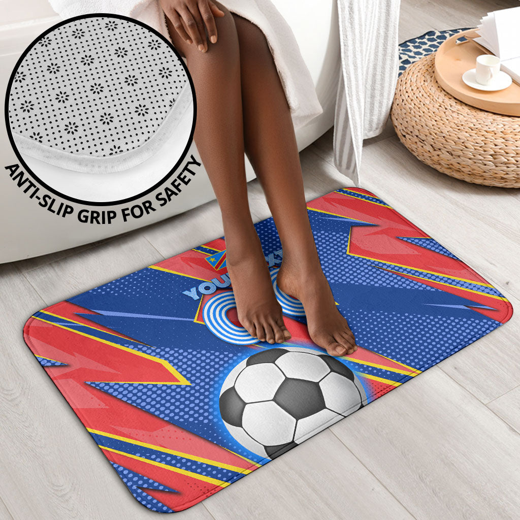 Personalized DR Congo Football Leopard GOAL Bathroom Set Congolese Football Champion - Dynamic Halftone Soccer Style