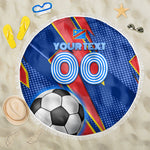 Personalized DR Congo Football Leopard GOAL Beach Blanket Congolese Football Champion - Dynamic Halftone Soccer Style