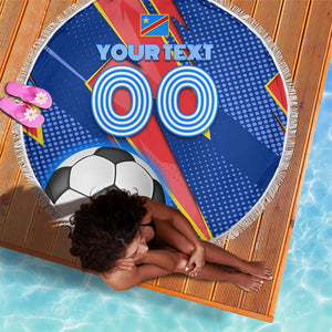 Personalized DR Congo Football Leopard GOAL Beach Blanket Congolese Football Champion - Dynamic Halftone Soccer Style