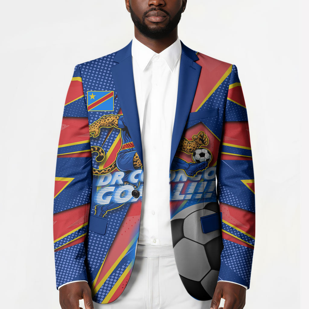 Personalized DR Congo Football Leopard GOAL Blazer Congolese Football Champion - Dynamic Halftone Soccer Style