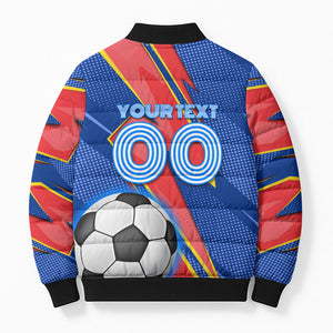 Personalized DR Congo Football Leopard GOAL Bomber Puffer Jacket Congolese Football Champion - Dynamic Halftone Soccer Style