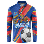 Personalized DR Congo Football Leopard GOAL Button Sweatshirt Congolese Football Champion - Dynamic Halftone Soccer Style