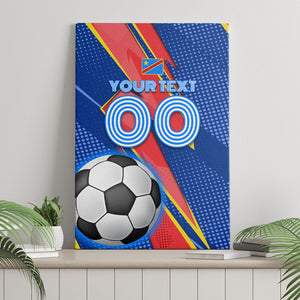 Personalized DR Congo Football Leopard GOAL Canvas Wall Art Congolese Football Champion - Dynamic Halftone Soccer Style