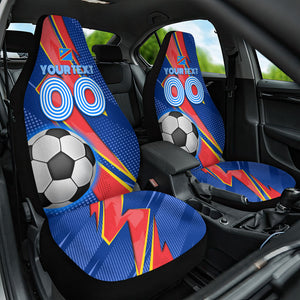 Personalized DR Congo Football Leopard GOAL Car Seat Cover Congolese Football Champion - Dynamic Halftone Soccer Style