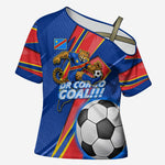 Personalized DR Congo Football Leopard GOAL Cross Shoulder Shirt Congolese Football Champion - Dynamic Halftone Soccer Style