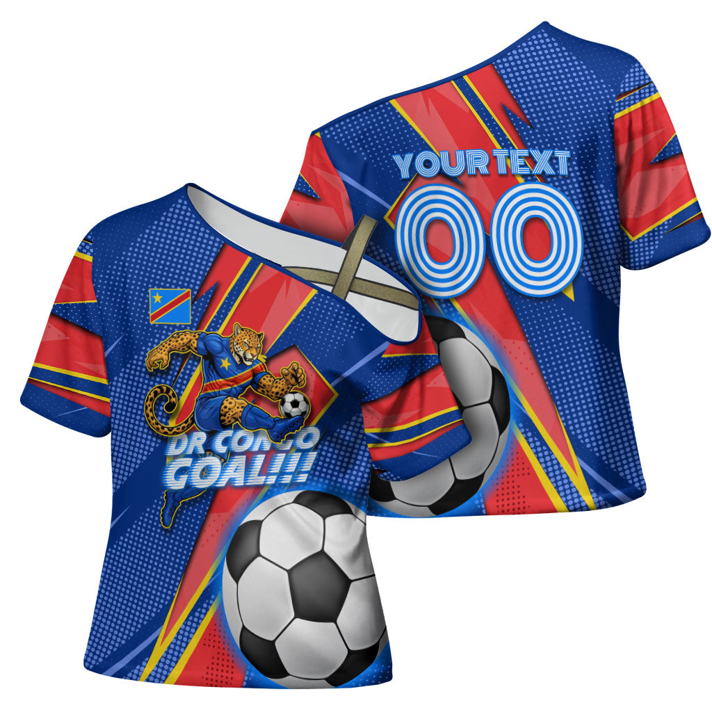 Personalized DR Congo Football Leopard GOAL Cross Shoulder Shirt Congolese Football Champion - Dynamic Halftone Soccer Style