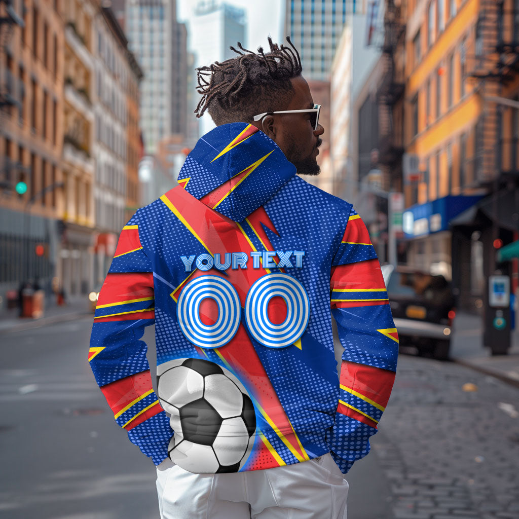 Personalized DR Congo Football Leopard GOAL Hoodie Congolese Football Champion - Dynamic Halftone Soccer Style