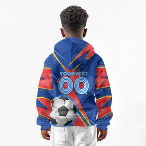 Personalized DR Congo Football Leopard GOAL Kid Hoodie Congolese Football Champion - Dynamic Halftone Soccer Style