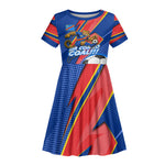 Personalized DR Congo Football Leopard GOAL Kid Short Sleeve Dress Congolese Football Champion - Dynamic Halftone Soccer Style
