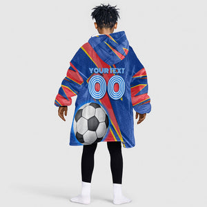 Personalized DR Congo Football Leopard GOAL Kid Wearable Blanket Hoodie Congolese Football Champion - Dynamic Halftone Soccer Style