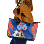 Personalized DR Congo Football Leopard GOAL Leather Tote Bag Congolese Football Champion - Dynamic Halftone Soccer Style