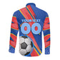 Personalized DR Congo Football Leopard GOAL Long Sleeve Button Shirt Congolese Football Champion - Dynamic Halftone Soccer Style