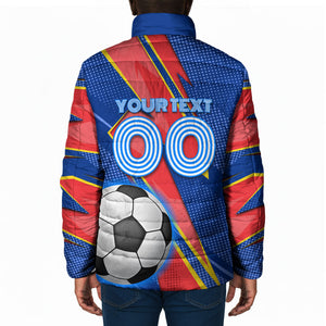 Personalized DR Congo Football Leopard GOAL Padded Jacket Congolese Football Champion - Dynamic Halftone Soccer Style