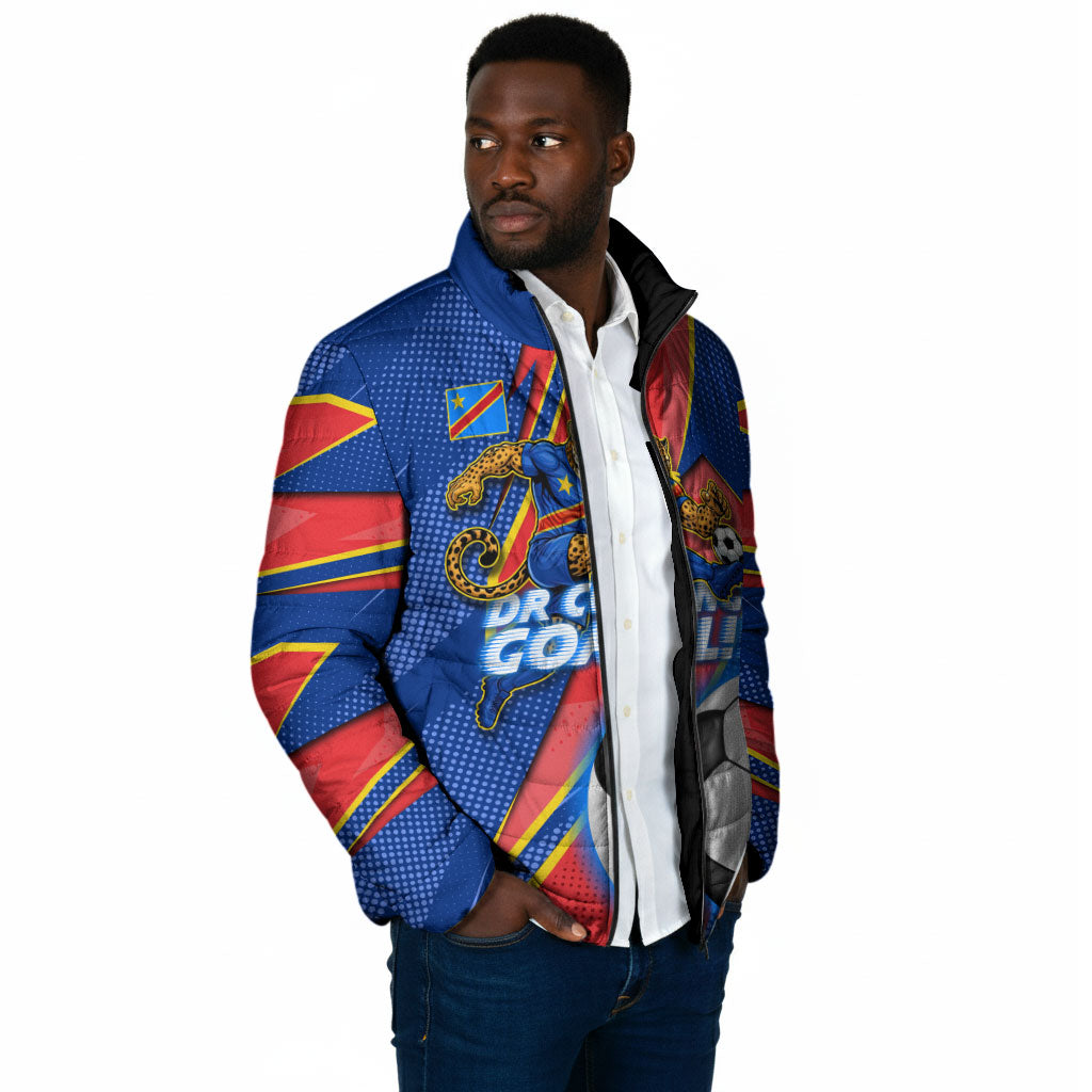 Personalized DR Congo Football Leopard GOAL Padded Jacket Congolese Football Champion - Dynamic Halftone Soccer Style