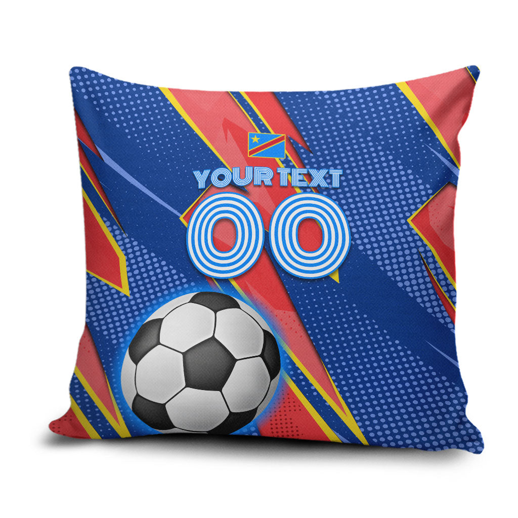 Personalized DR Congo Football Leopard GOAL Pillow Cover Congolese Football Champion - Dynamic Halftone Soccer Style