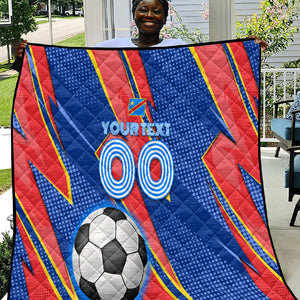 Personalized DR Congo Football Leopard GOAL Quilt Congolese Football Champion - Dynamic Halftone Soccer Style