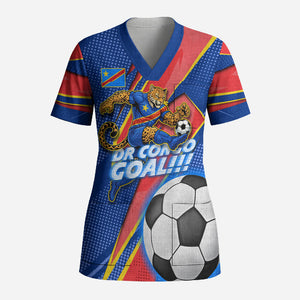 Personalized DR Congo Football Leopard GOAL Scrub Top Congolese Football Champion - Dynamic Halftone Soccer Style
