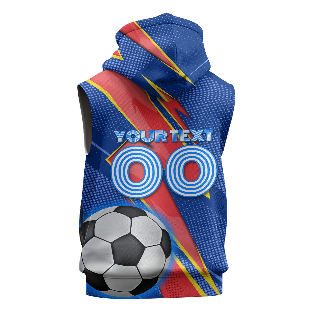Personalized DR Congo Football Leopard GOAL Sleeveless Hoodie Congolese Football Champion - Dynamic Halftone Soccer Style