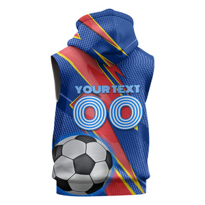 Personalized DR Congo Football Leopard GOAL Sleeveless Hoodie Congolese Football Champion - Dynamic Halftone Soccer Style