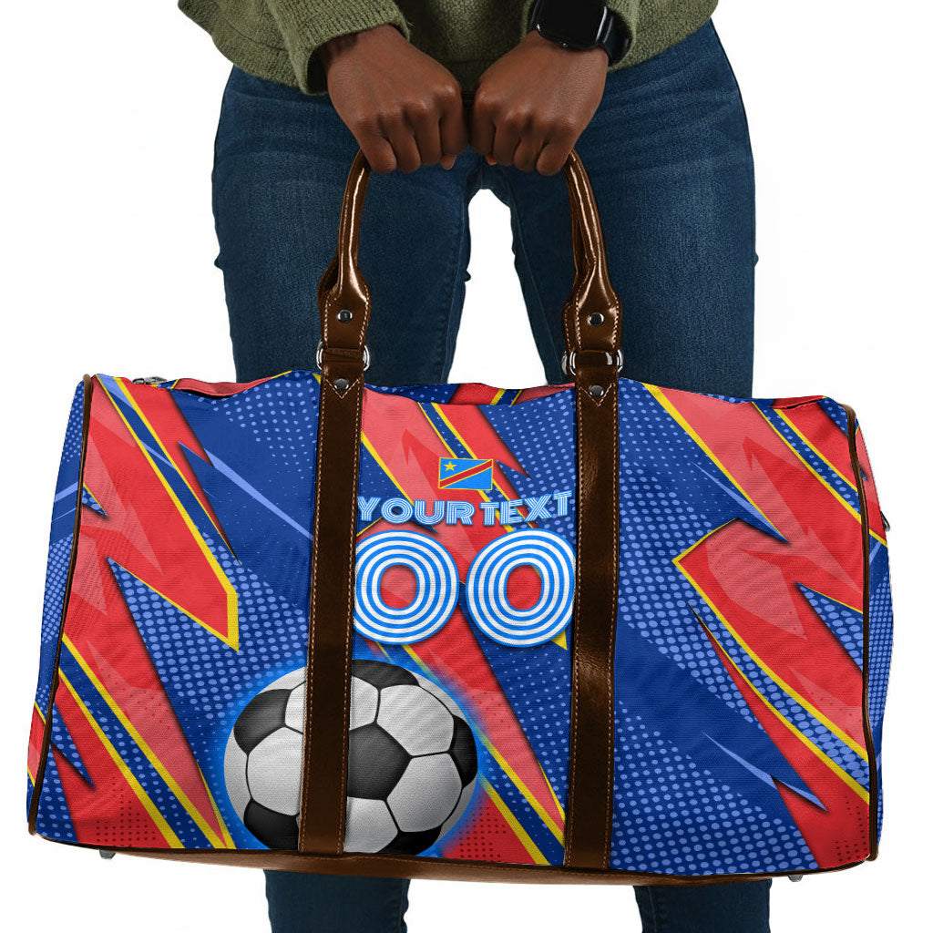 Personalized DR Congo Football Leopard GOAL Travel Bag Congolese Football Champion - Dynamic Halftone Soccer Style